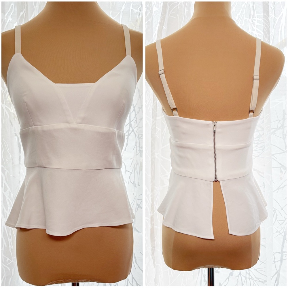 A.L.C. White Peplum Bustier Tank with Back Zip